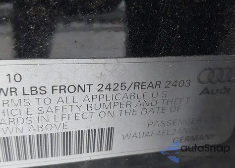 2010 Audi A4 2.0T Premium из США, поврежденный, VIN WAUAFAFL2AN057182